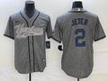 Men's New York Yankees Derek Jeter #2 Gray Game Jerseys Joint Edition