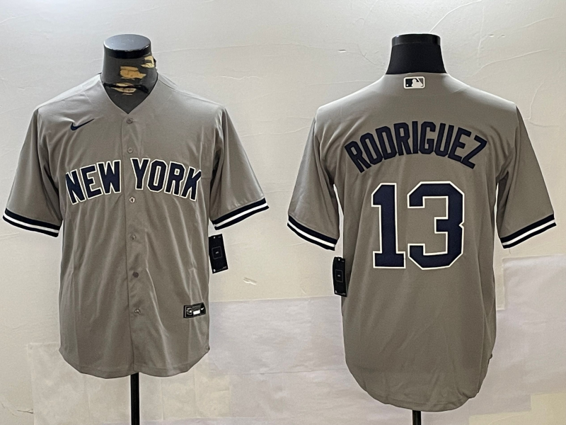 Men's New York Yankees Alex Rodriguez #13 Gray Replica Player Jerseys