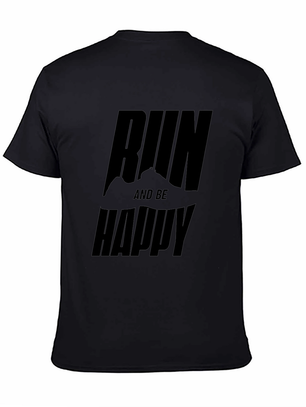Run and Be Happy Graphic Tee - Black