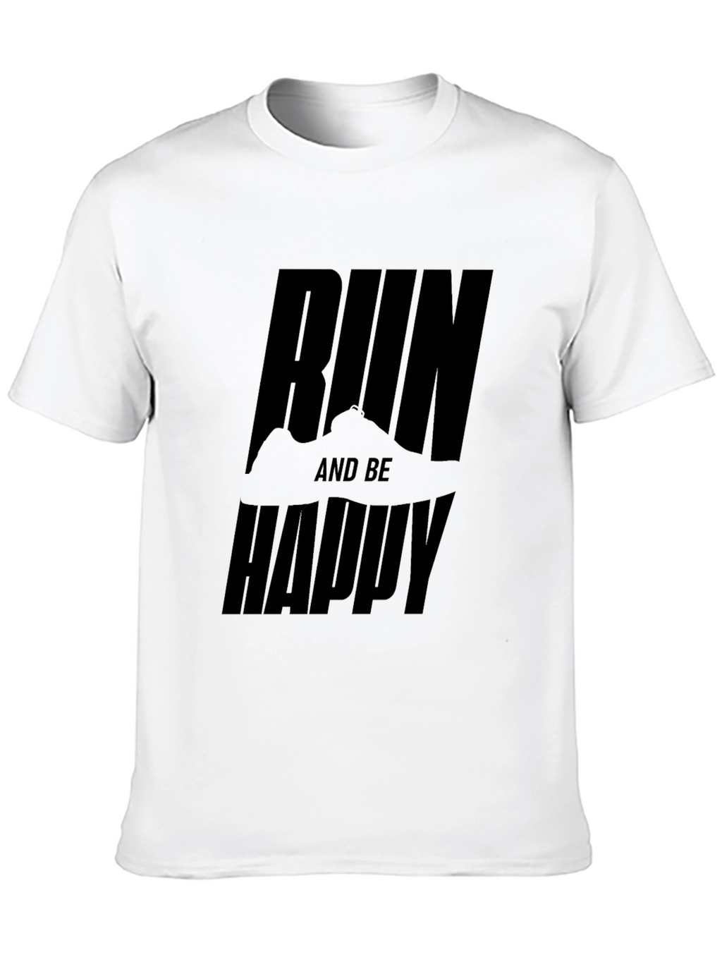 Run and Be Happy Graphic Tee - Black
