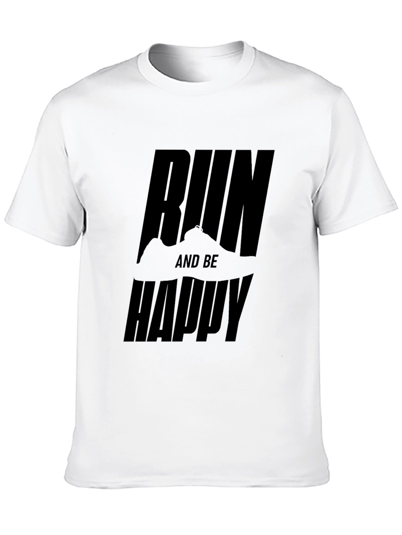 Run and Be Happy Graphic Tee - Black