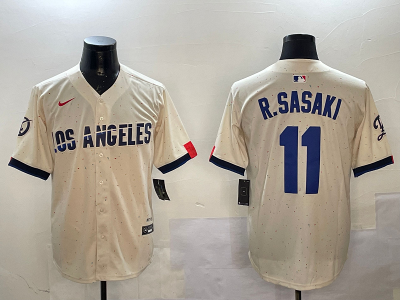 Men's Los Angeles Dodgers Roki Sasaki #11 Cream 2024 City Connect Limited Player Jerseys