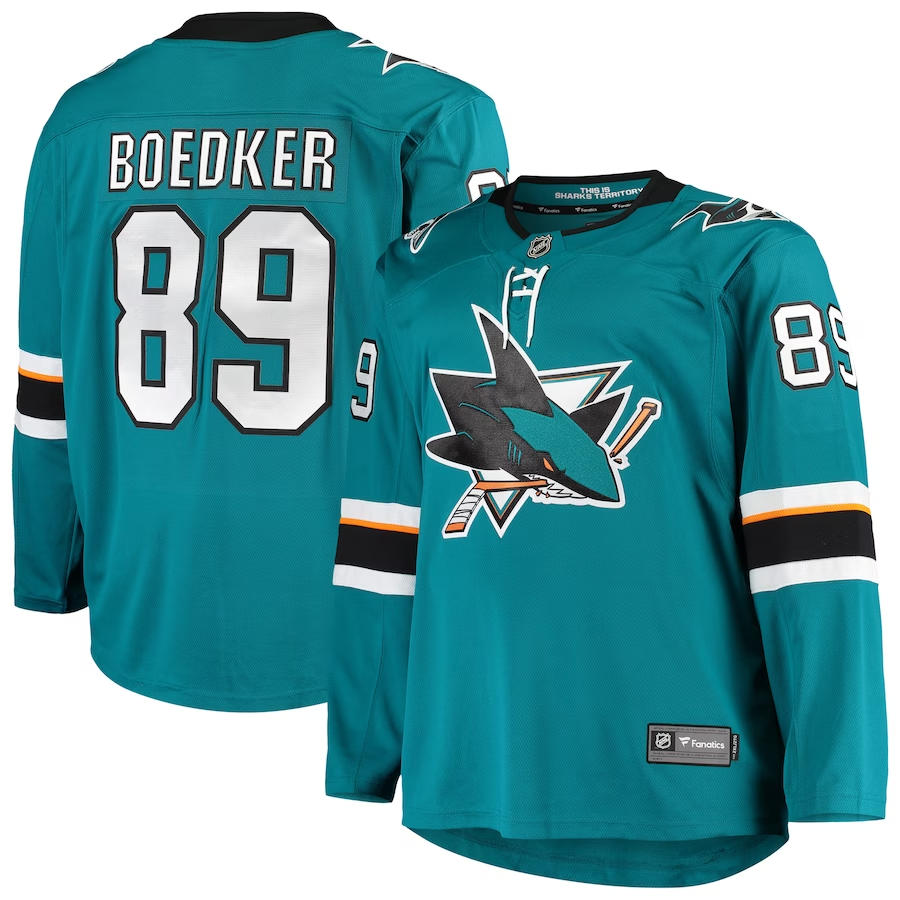 Men's San Jose Sharks Mikkel Boedker #89 Teal Breakaway Home Player Jerseys