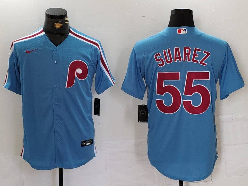 Men's Philadelphia Phillies Ranger Suarez #55 Light Blue Alternate Limited Jerseys