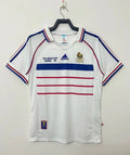 1998 France Away White Retro Soccer Jersey Front