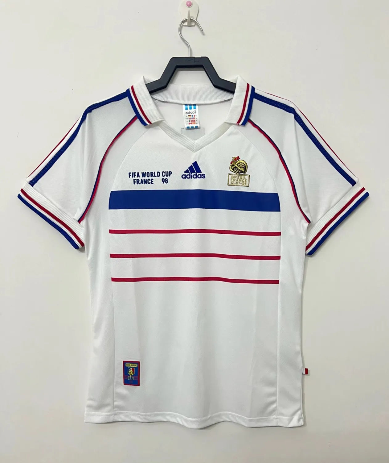 1998 France Away White Retro Soccer Jersey Front