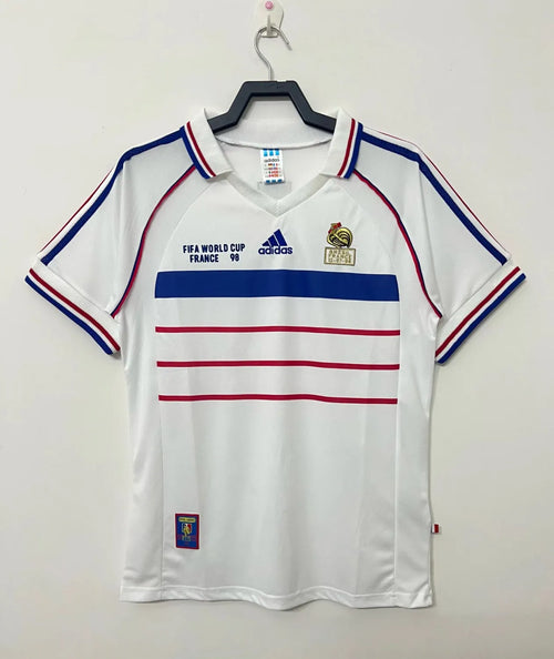 1998 France Away White Retro Soccer Jersey Front