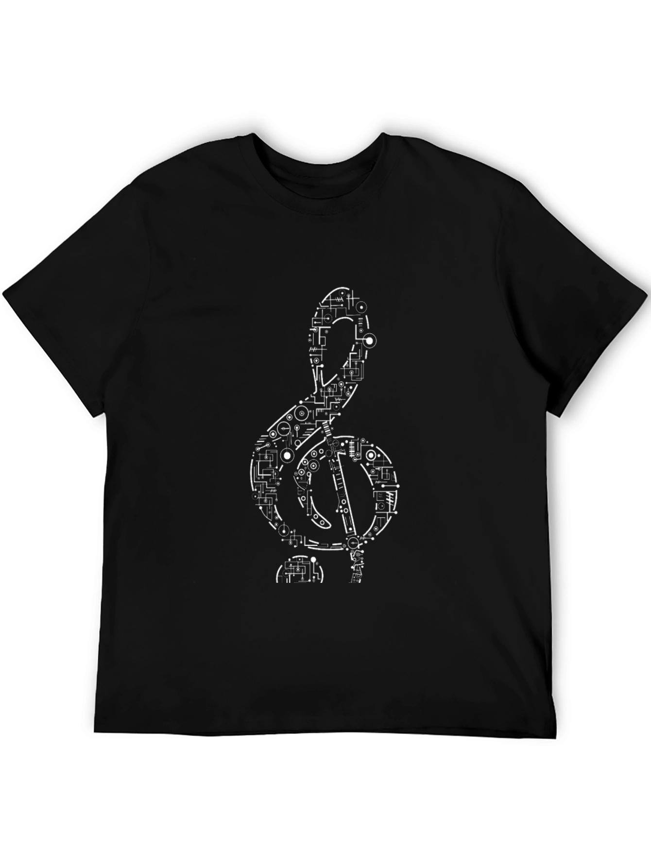 Geometric Treble Clef T-Shirt - Black