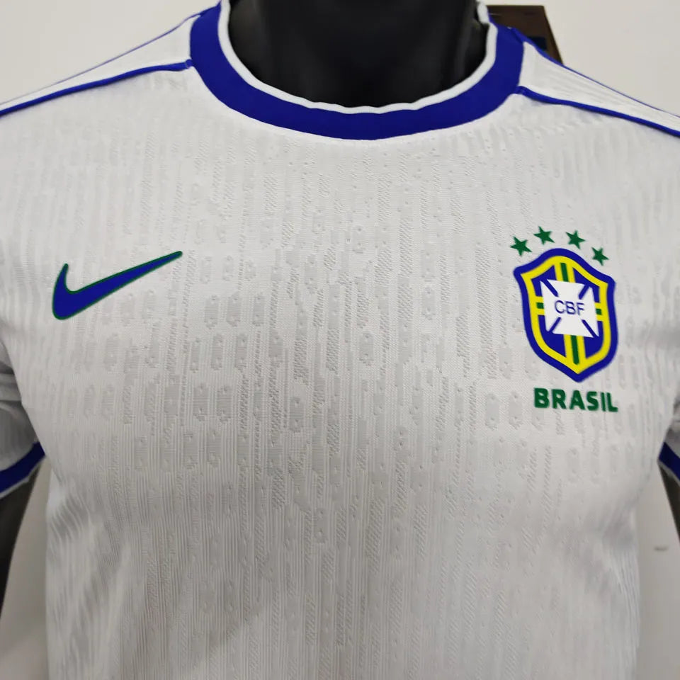 1998 Brazil White Retro Player Version Soccer Jersey 球员版 Detail 1