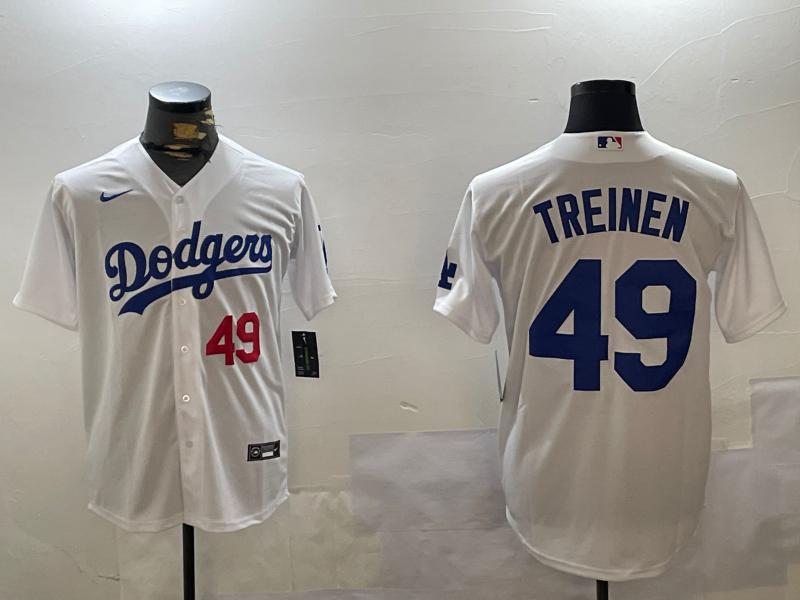 Men's Los Angeles Dodgers Blake Treinen #49 White Replica Player Jerseys