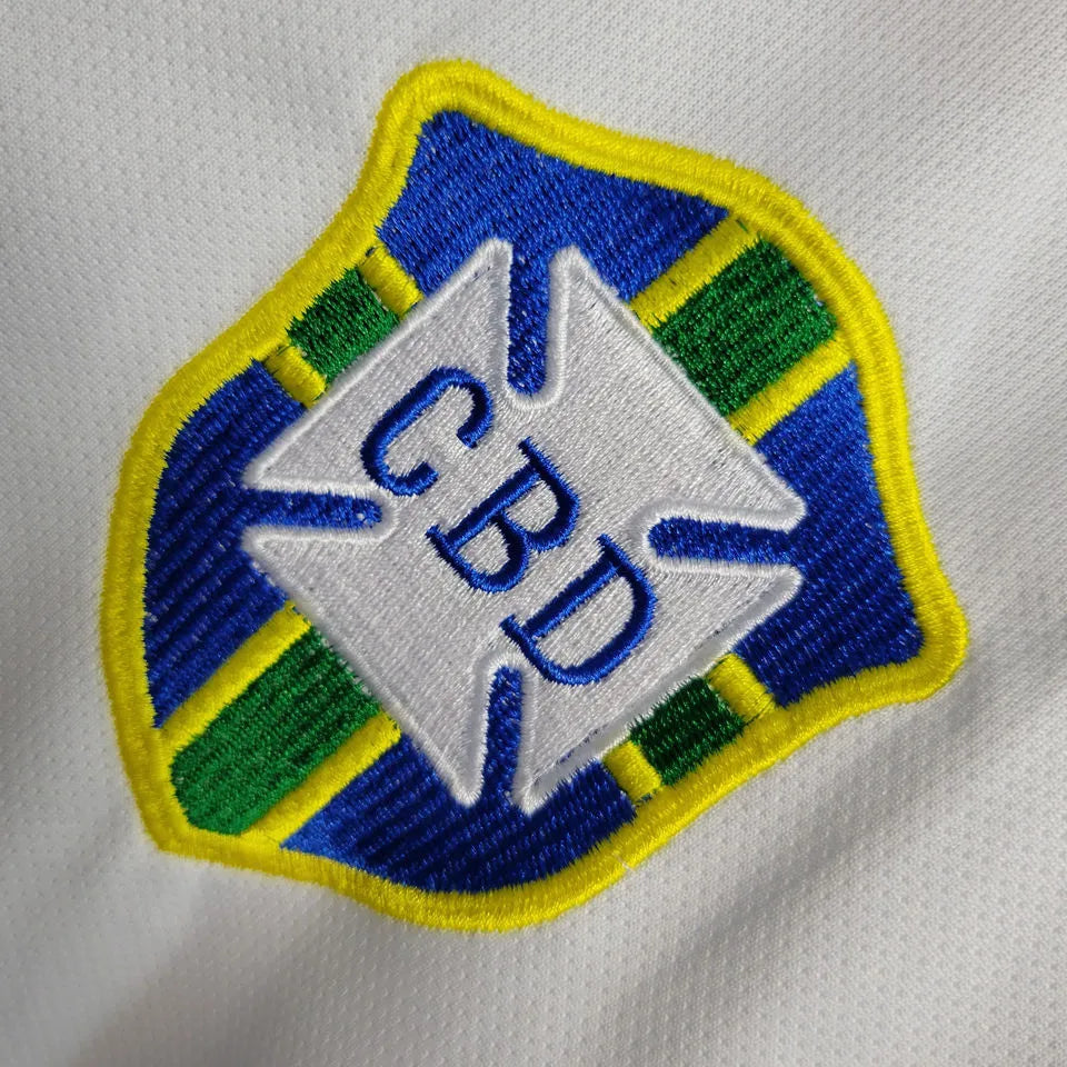 2004 Brazil Away White Retro Soccer Jersey Detail 2