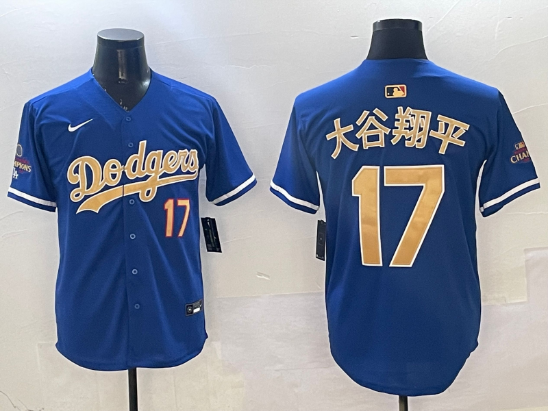 Men's Los Angeles Dodgers Shohei Ohtani #17 Royal 2025 Gold Collection Replica Jerseys