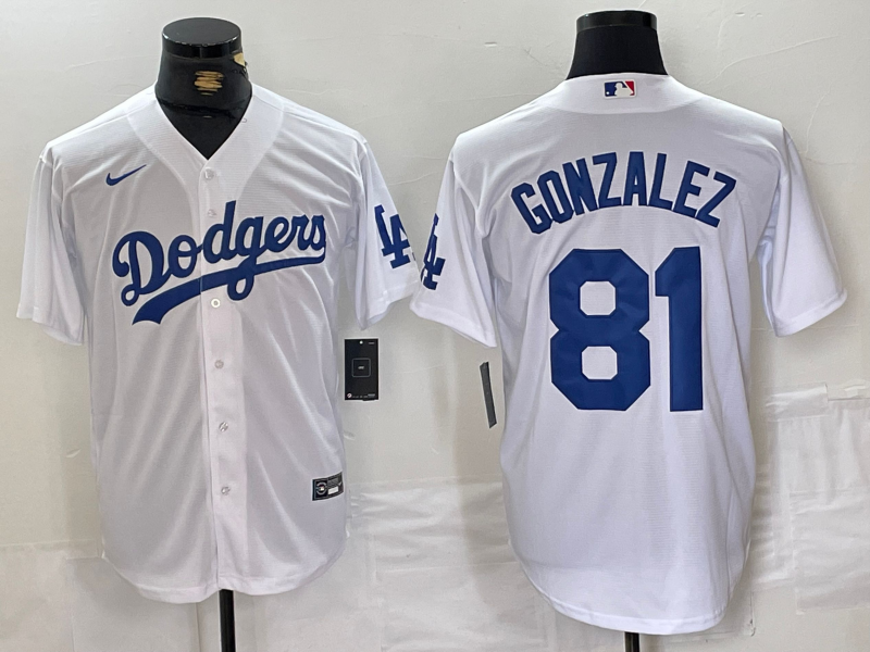 Men's Los Angeles Dodgers Victor Gonzalez #81 White Limited Player Jerseys