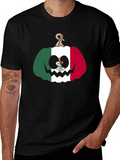 Mexican Flag Pumpkin Halloween Black T-Shirt