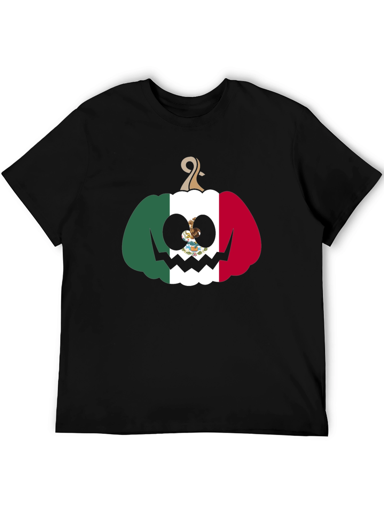 Mexican Flag Pumpkin Halloween Black T-Shirt
