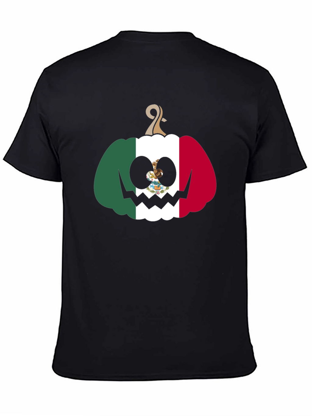 Mexican Flag Pumpkin Halloween Black T-Shirt