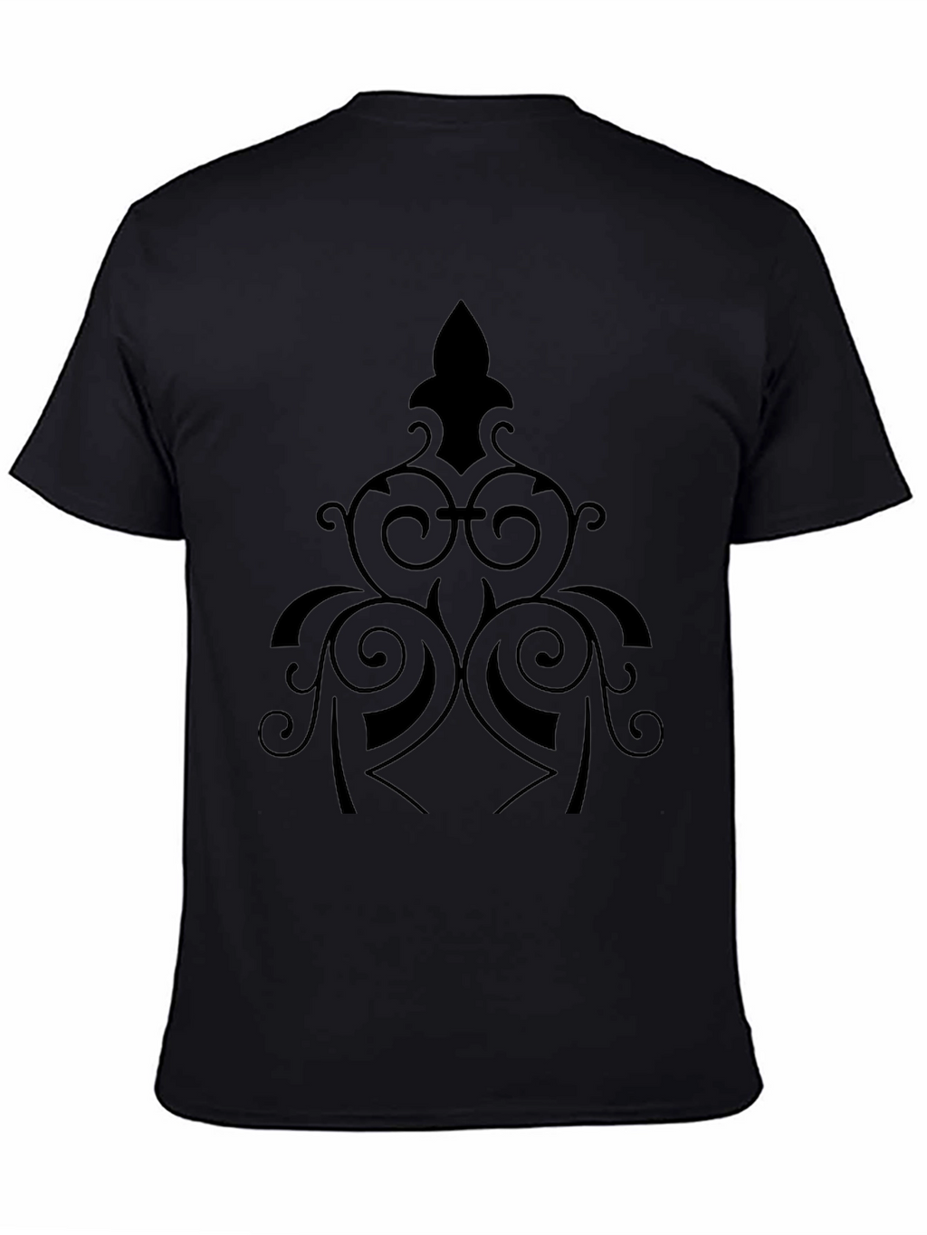 Elegant Black T-Shirt with Ornamental Design