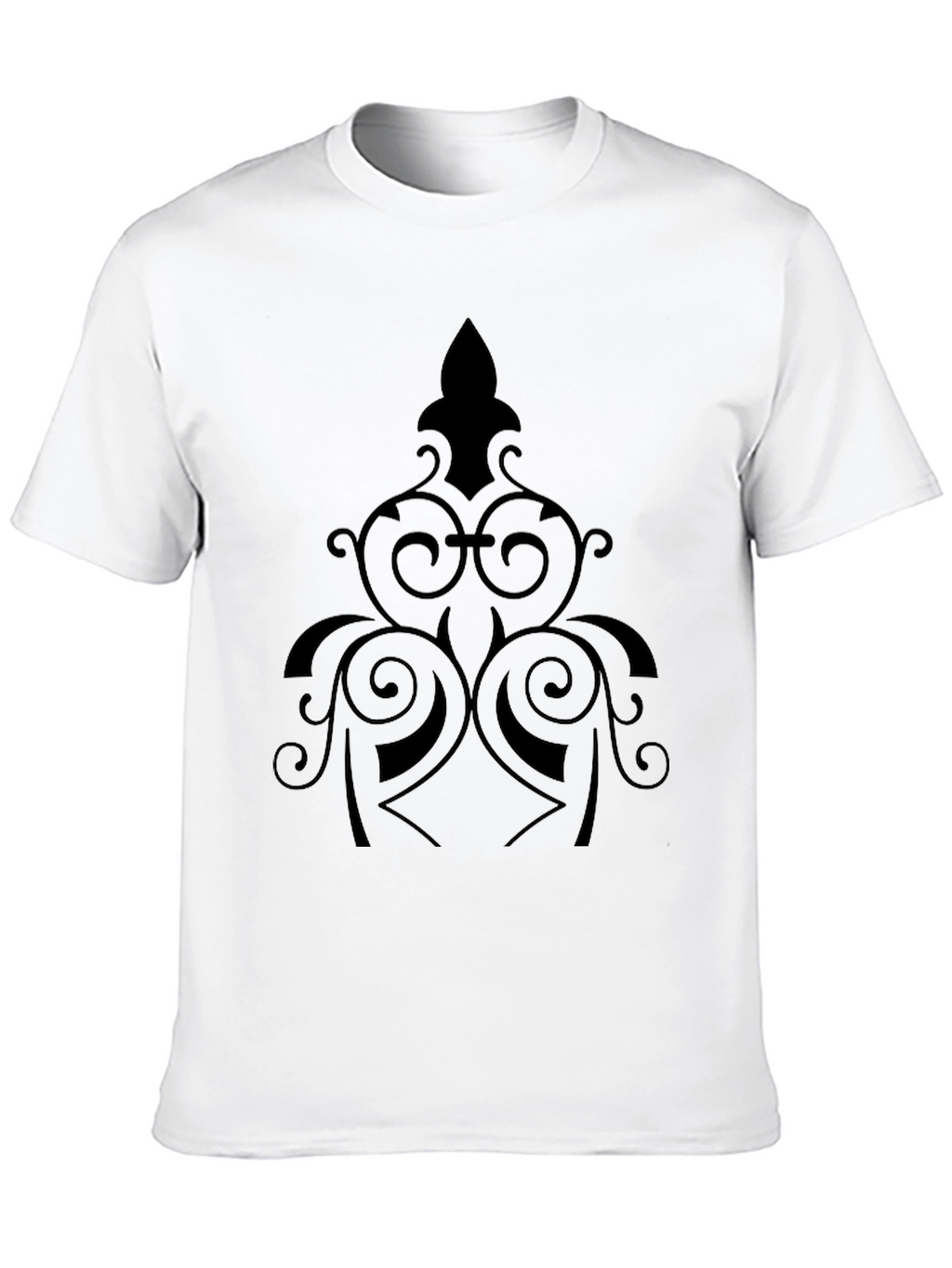 Elegant Black T-Shirt with Ornamental Design