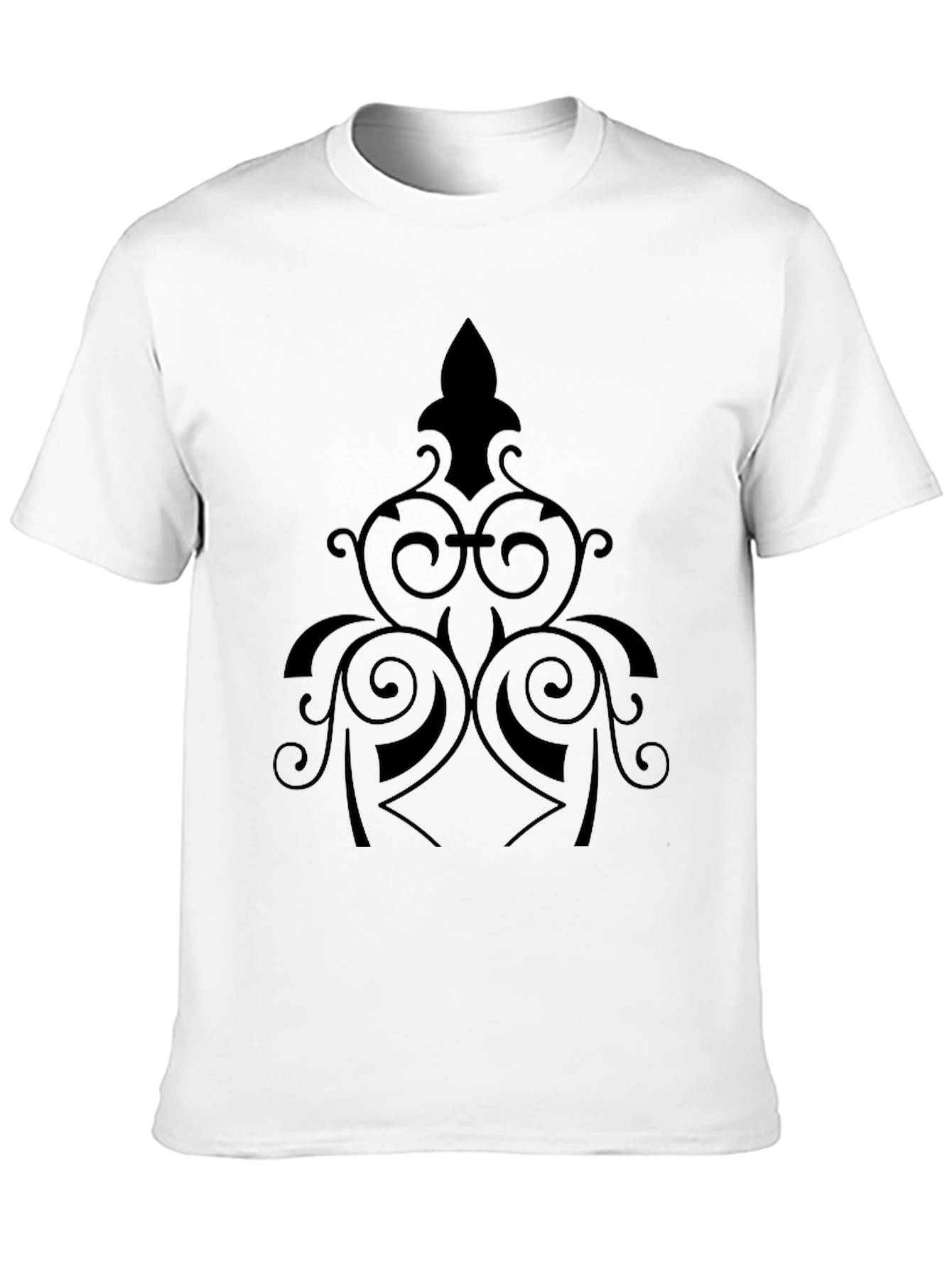 Elegant Black T-Shirt with Ornamental Design