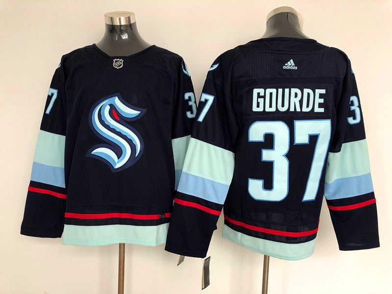 Men's Seattle Kraken Yanni Gourde #37 Deep Sea Blue Home Breakaway Player Jerseys