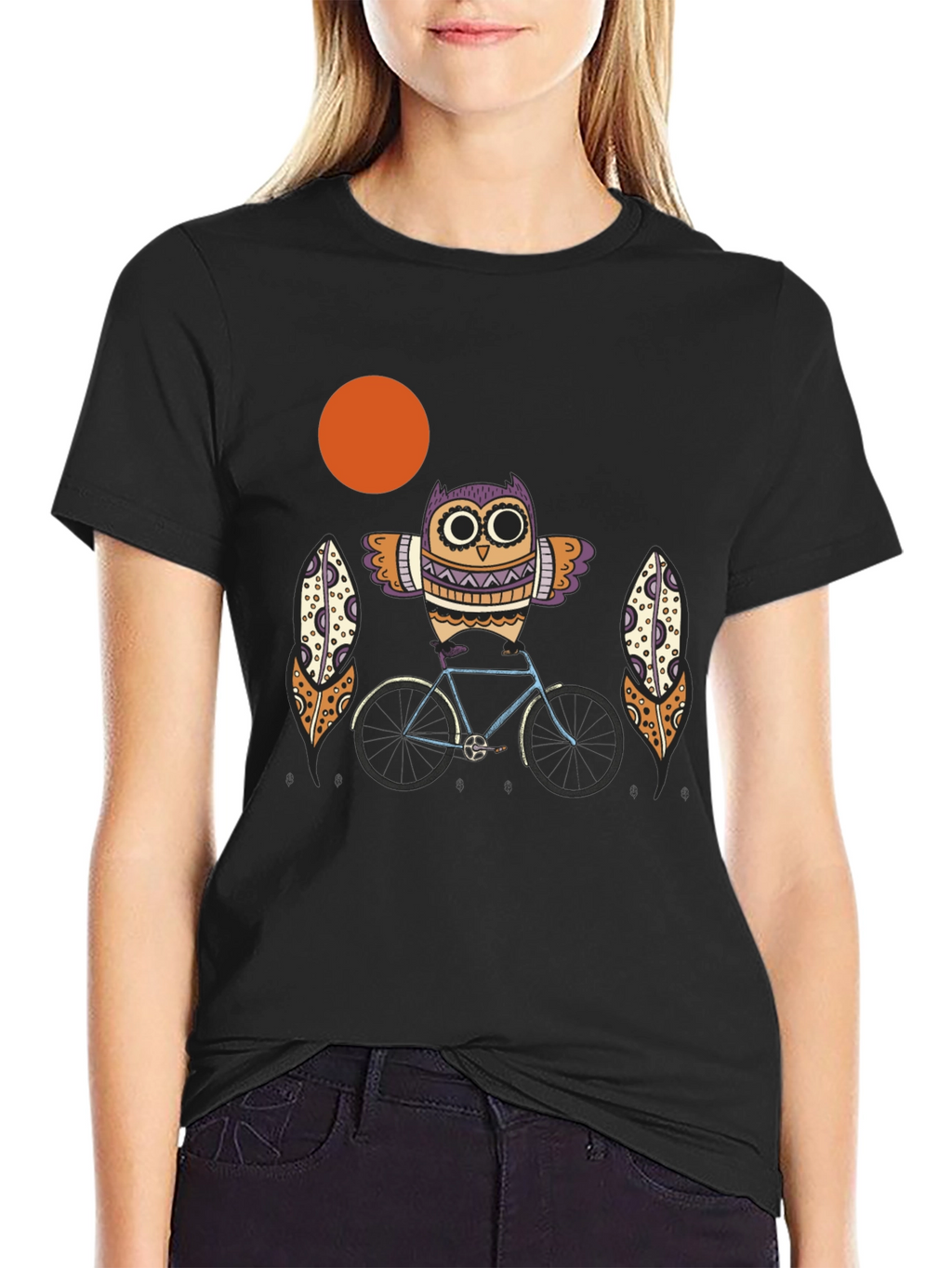 Owl on Bike Graphic Tee - Quirky Unisex T-Shirt