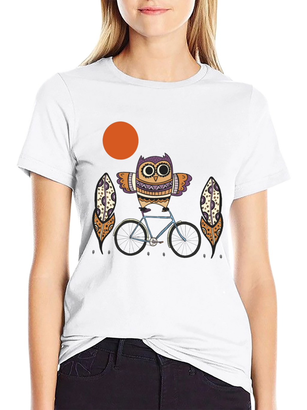 Owl on Bike Graphic Tee - Quirky Unisex T-Shirt