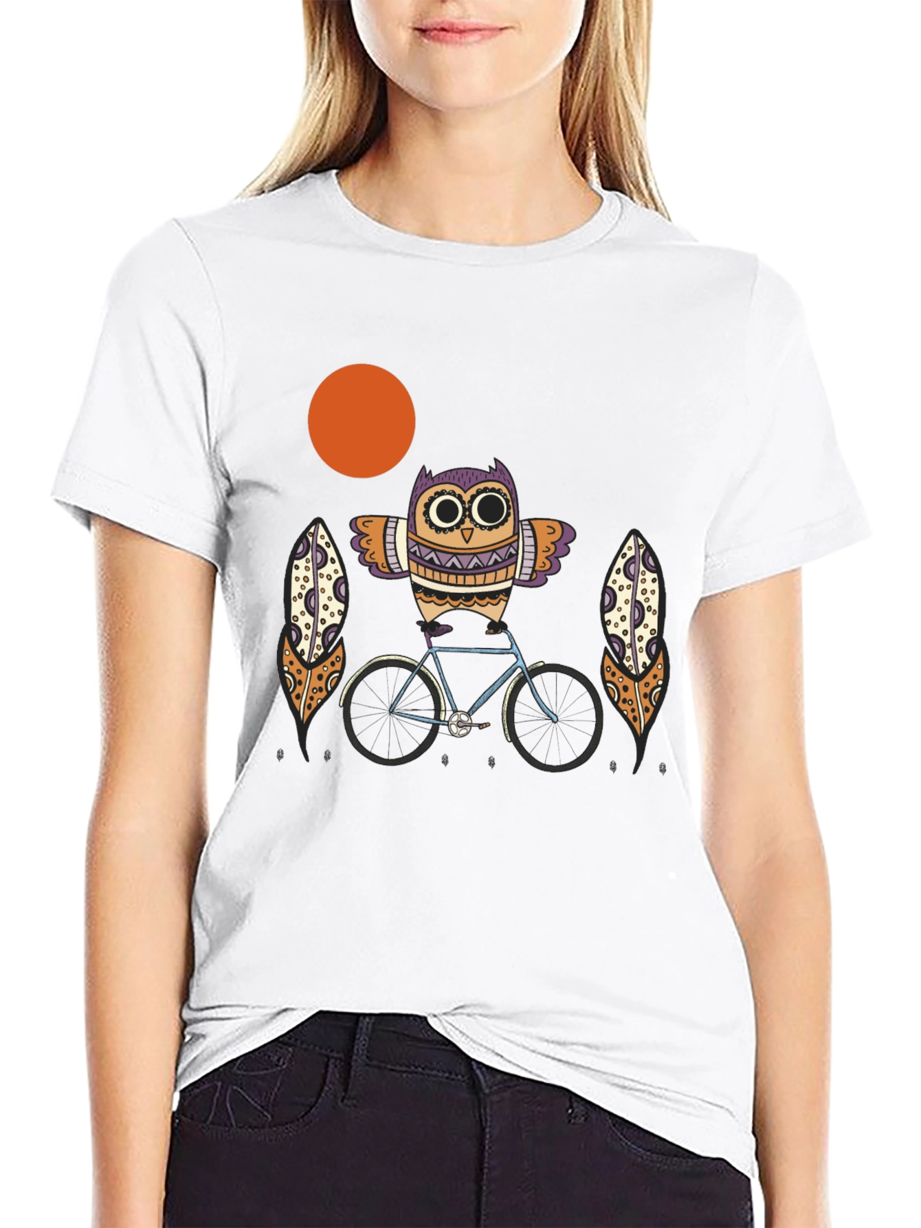 Owl on Bike Graphic Tee - Quirky Unisex T-Shirt