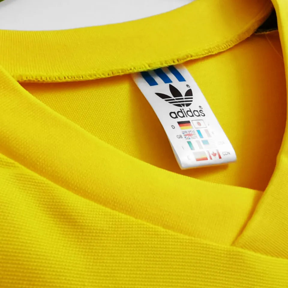 1982 Wales Away Yellow Retro Soccer Jersey Detail 3