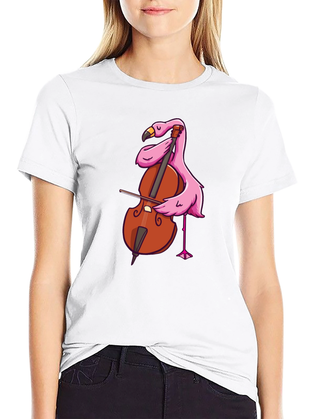 Flamingo Cello Musician Graphic T-Shirt