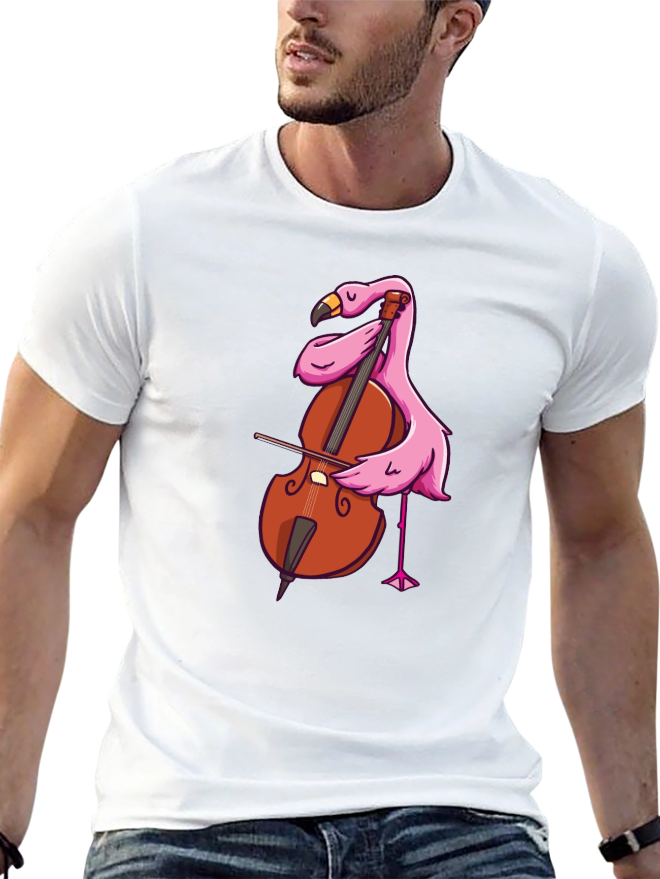 Flamingo Cello Musician Graphic T-Shirt