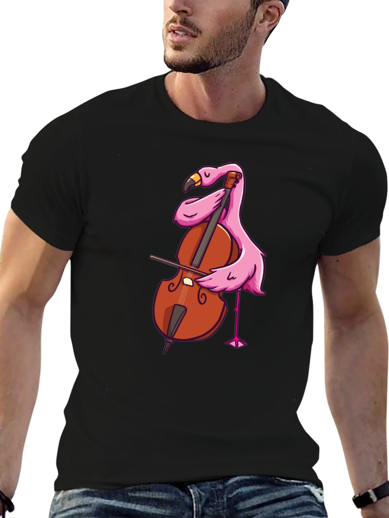 Flamingo Cello Musician Graphic T-Shirt
