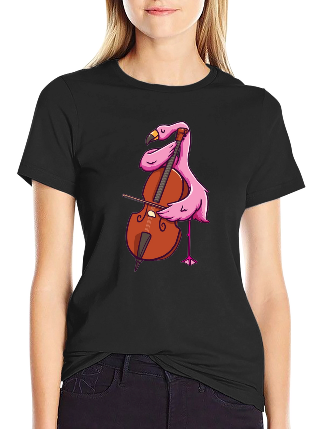 Flamingo Cello Musician Graphic T-Shirt