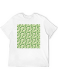 Tropical Leaves Pattern Black T-Shirt