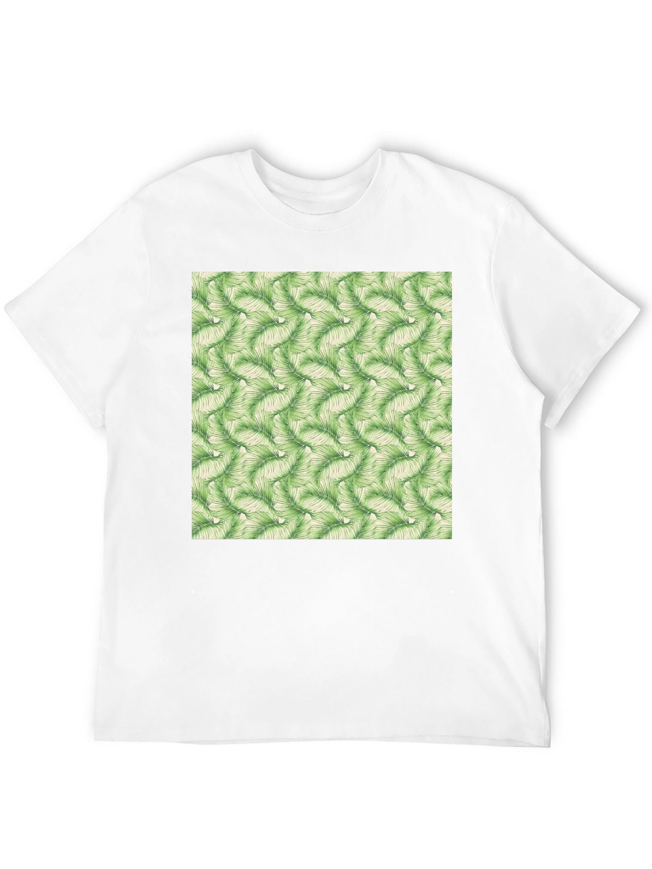 Tropical Leaves Pattern Black T-Shirt
