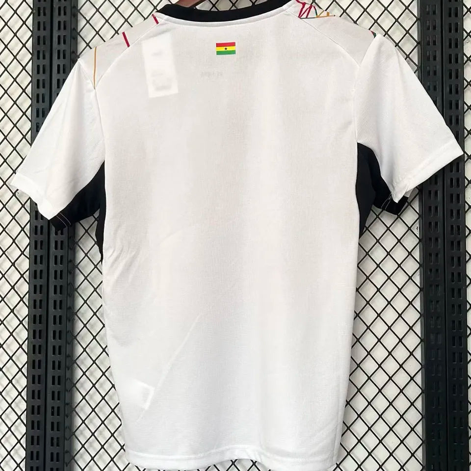 2026/27 Ghana Home White Fans Soccer Jersey (Have Right Patch 有右臂章 黑底白字） Detail 1