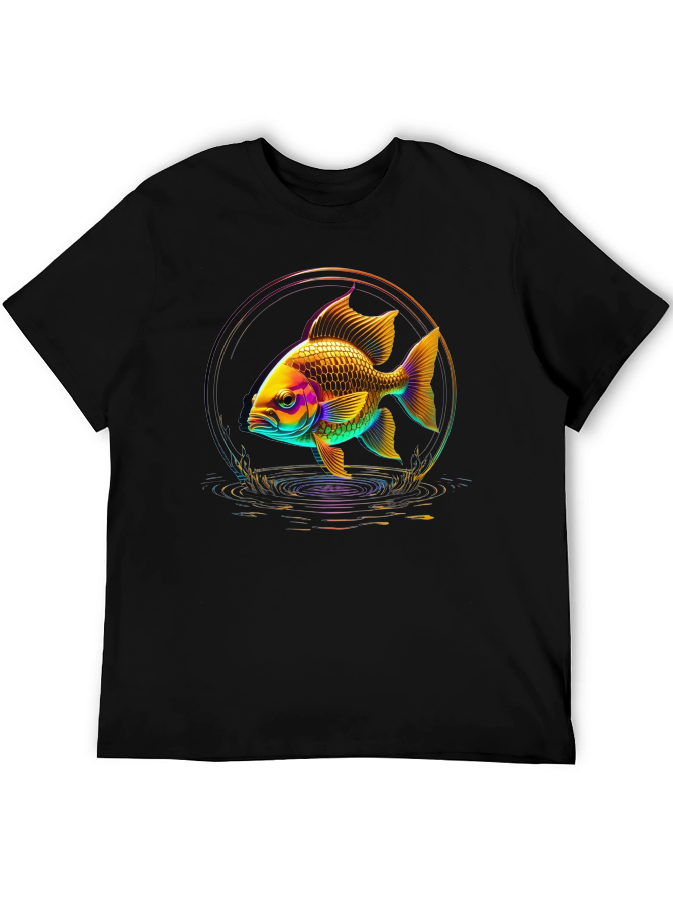 Neon Fish Graphic Black T-Shirt