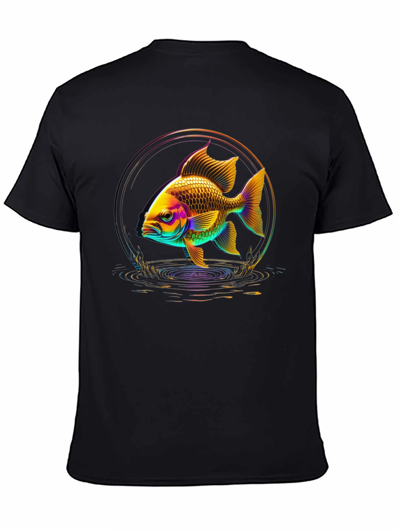 Neon Fish Graphic Black T-Shirt