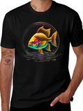 Neon Fish Graphic Black T-Shirt