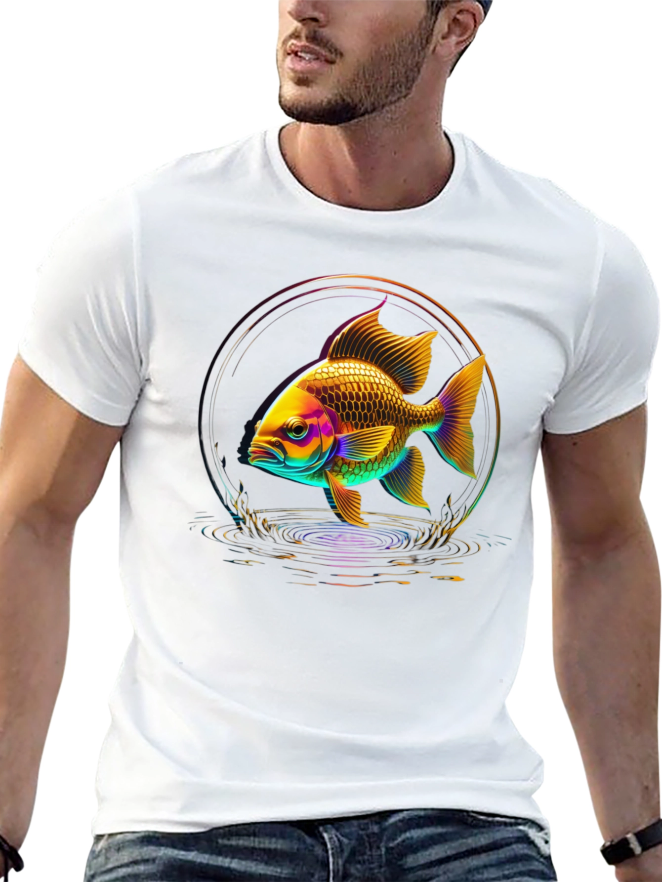 Neon Fish Graphic Black T-Shirt