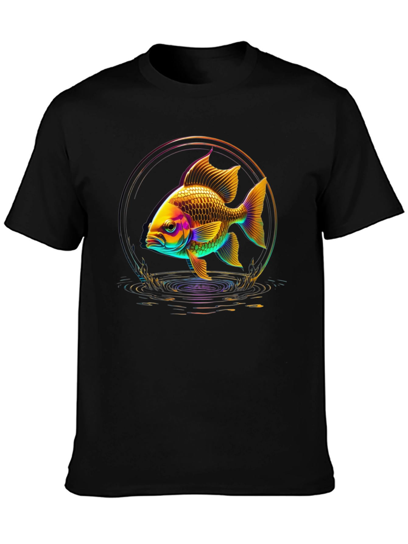 Neon Fish Graphic Black T-Shirt