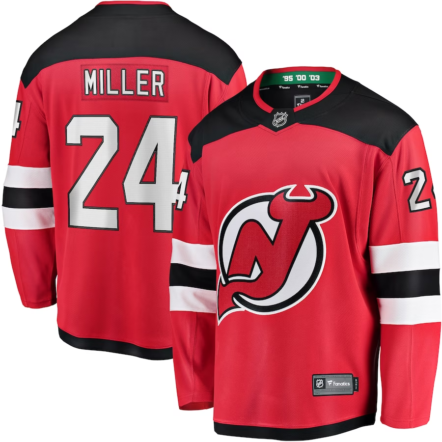 Men's New Jerseys Devils Colin Miller #24 Red Player Game Jerseys