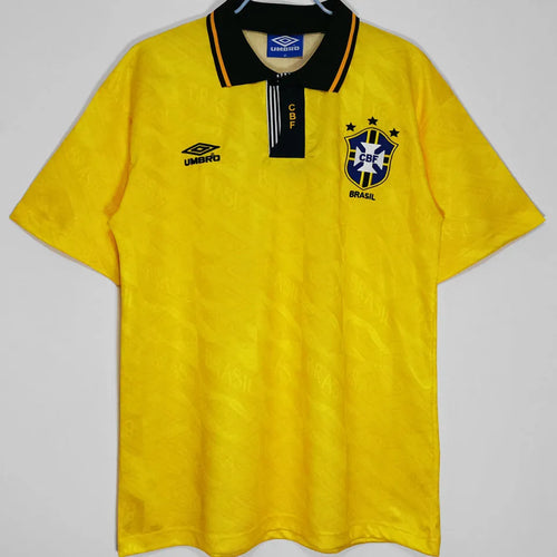 1991/93 Brazil Home Yellow Retro Soccer Jersey Front