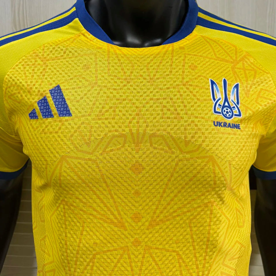 2026/27 Ukraine Home Yellow Player Version Soccer Jersey Detail 2