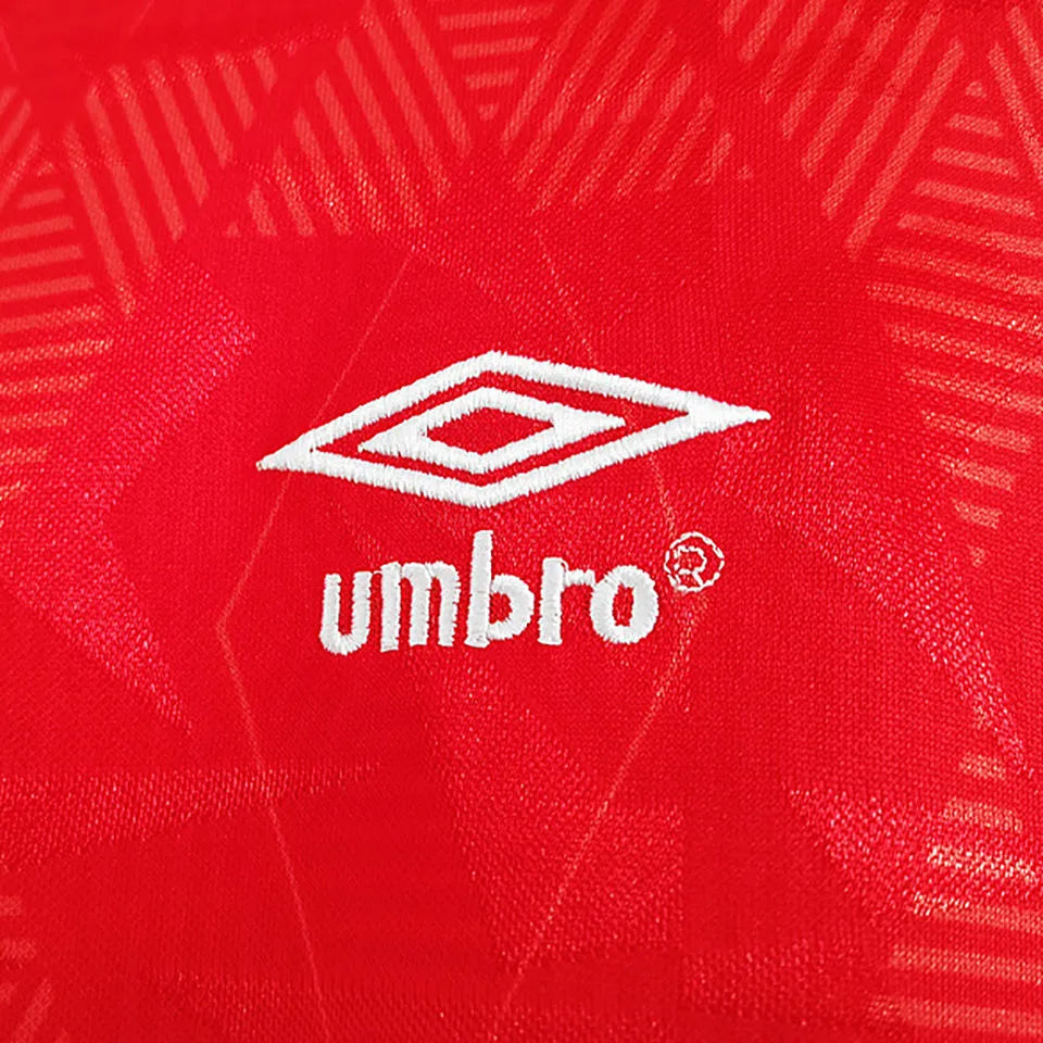 1990 England Away Red Retro Soccer Jersey Detail 3