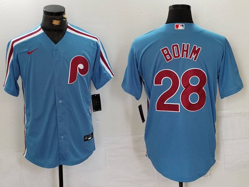 Men's Philadelphia Phillies Alec Bohm #28 Light Blue Alternate Limited Jerseys