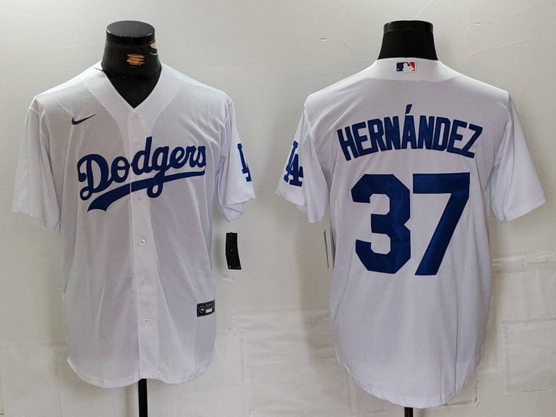 Men's Los Angeles Dodgers Teoscar Hernandez #37 White Home Replica Player Jerseys
