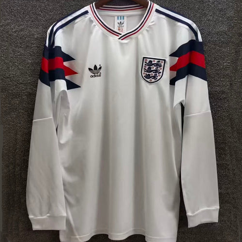 1990 England White Retro Long Sleeve Soccer Jersey Item NO.: 2140098 Front