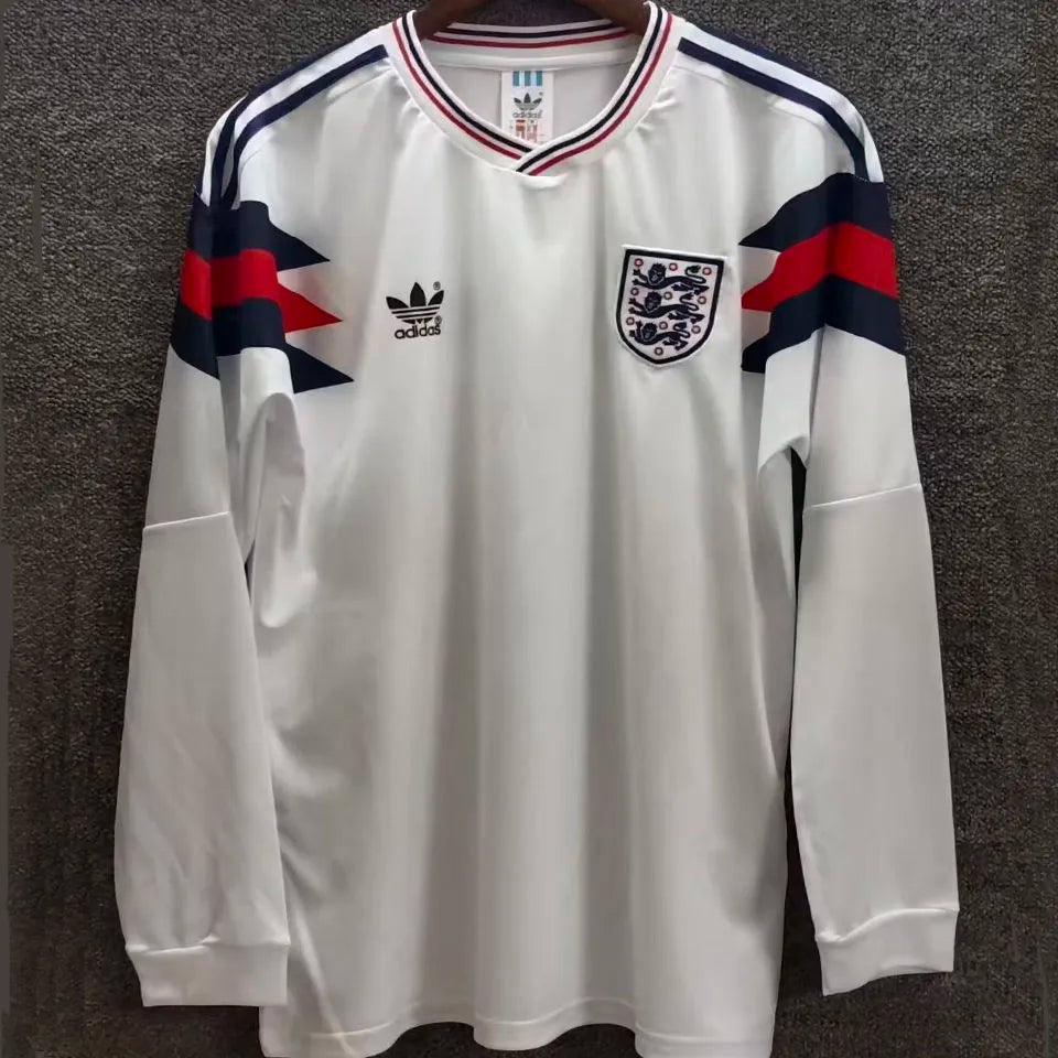 1986 England Home White Retro Soccer Jersey Detail 2
