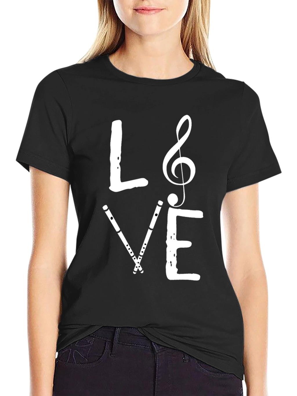 Music Love T-Shirt: Treble Clef & Flute Graphic Tee