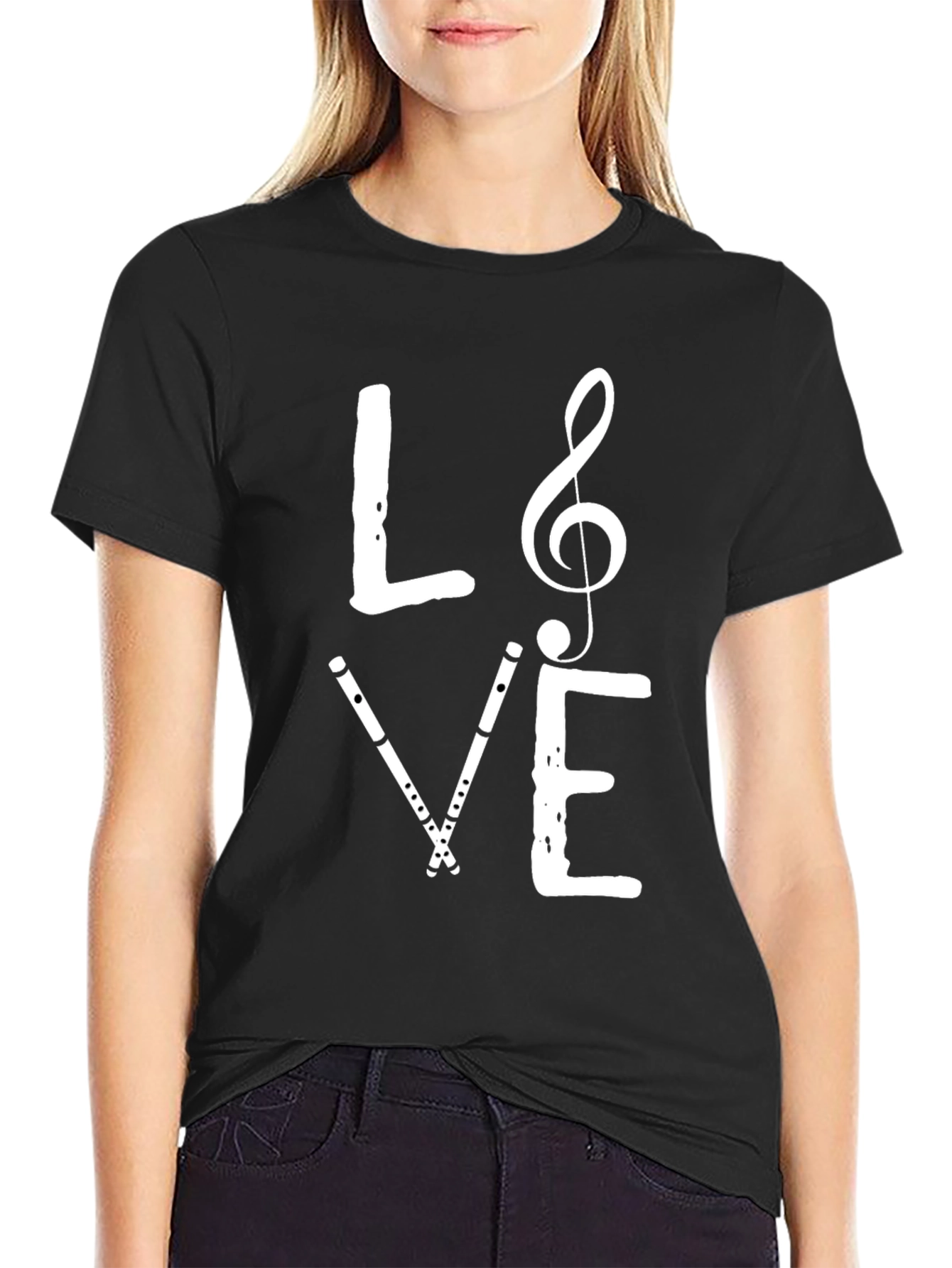 Music Love T-Shirt: Treble Clef & Flute Graphic Tee